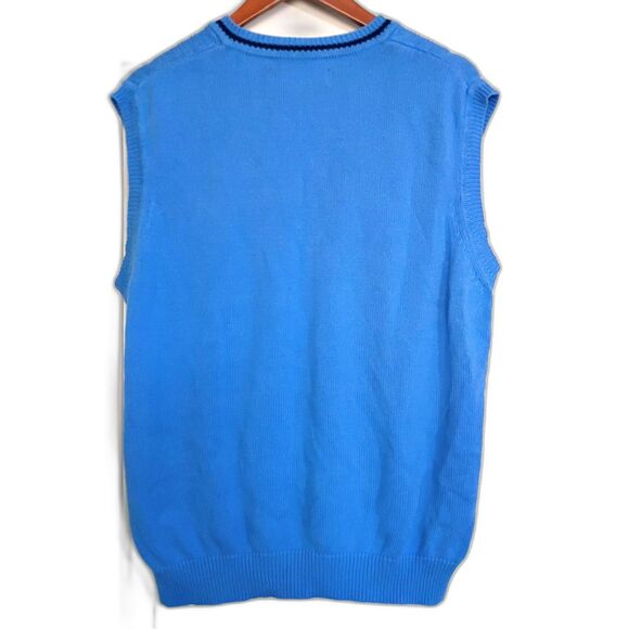 American Classics Russell Simmons Blue Cableknit Sweater Vest Mens L 42-44 Prep - Picture 2 of 7